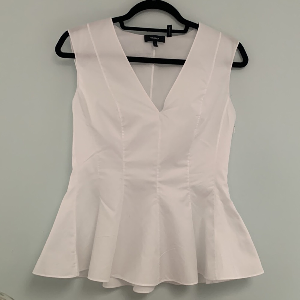 Theory White Peplum Top NWOT